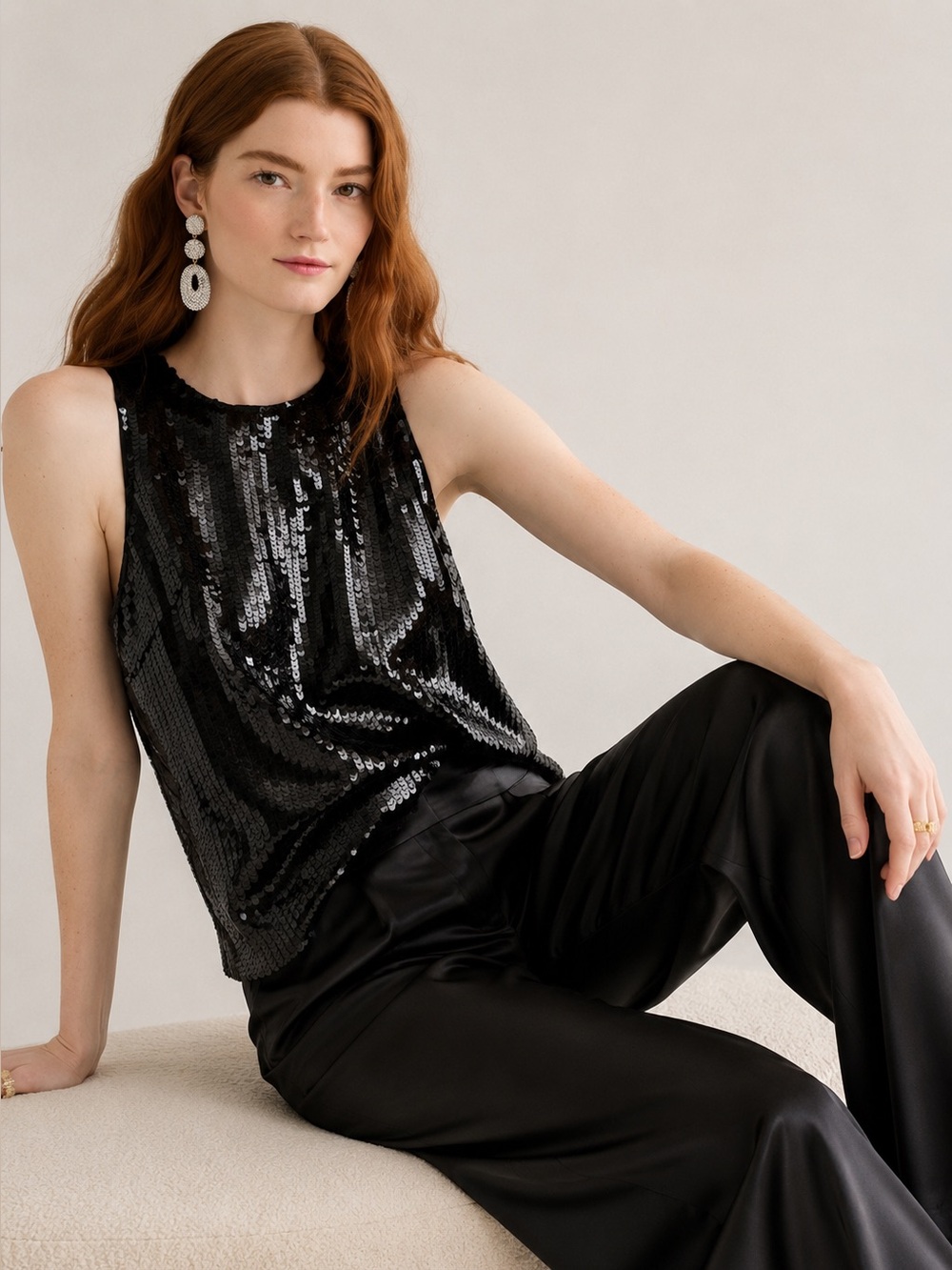 NEW! J.Crew Collection Black Sequin Sleeveless Top Size Small